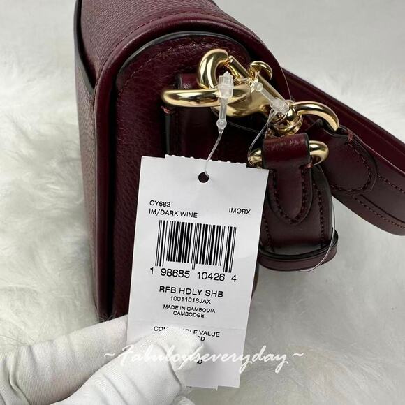 COACH Hadley Shoulder Bag Crossbody In Leather Gold/Dark Wine CY683 NWT - Picture 5 of 9